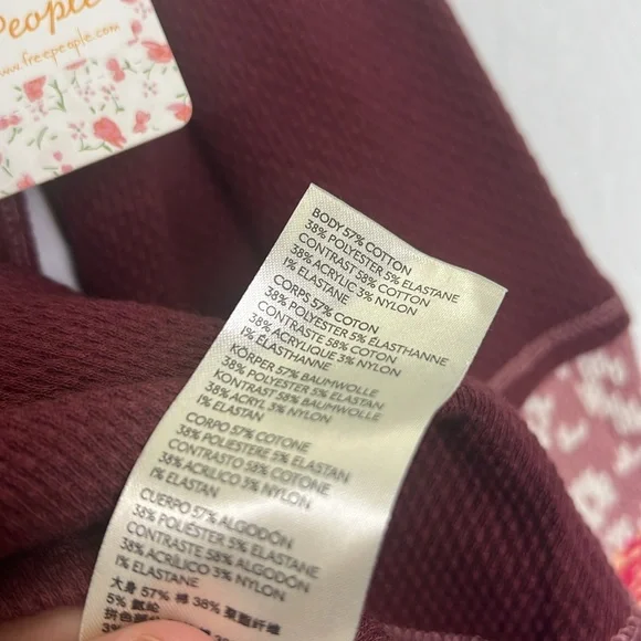 Free People - NWT In The Mix Rio Vino Thermal Long Sleeve Fun Top Size Medium - Picture 11 of 12